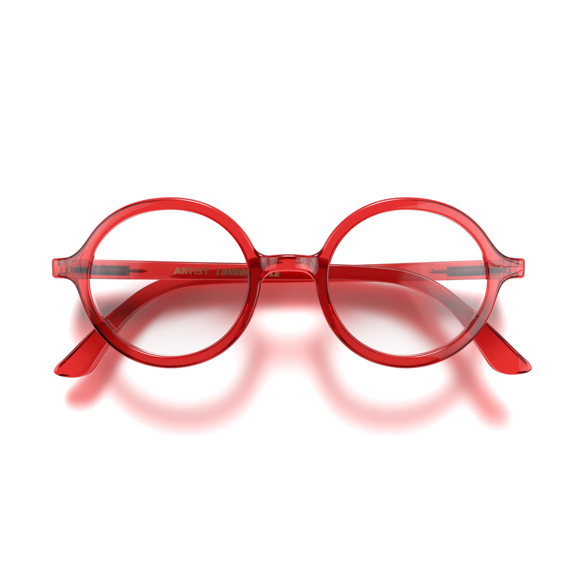 Round on sale glasses red