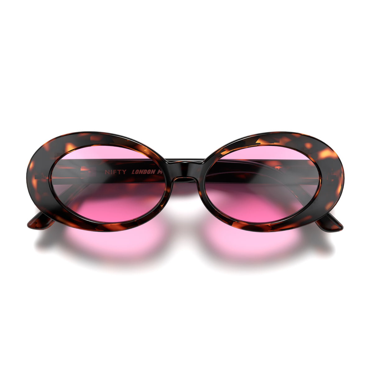 Nifty Sunglasses Gloss Tortoise Shell With Pink Lenses London Mole