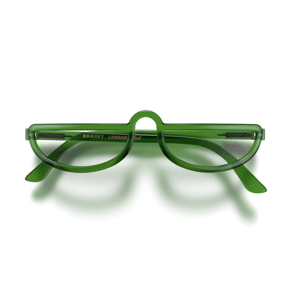 Brainy reading glasses in gloss transparent green