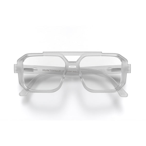 Huntsville blue blocker glasses in rubberised transparent