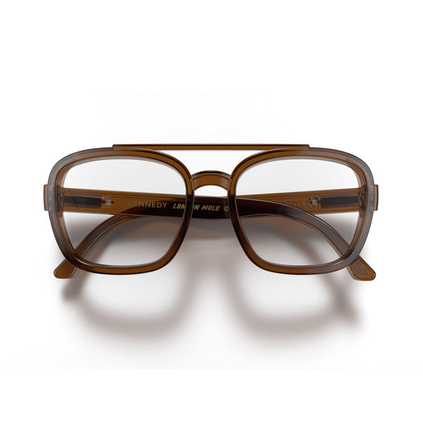 Kennedy reading glasses in gloss transparent brown