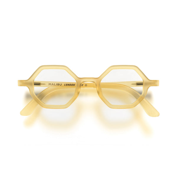 Malibu reading glasses in rubberised transparent honey