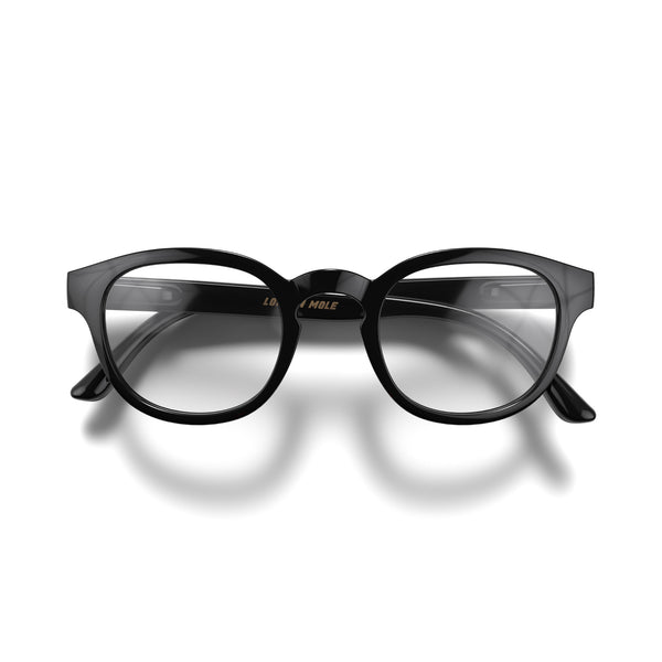 Monalux reading glasses in gloss black