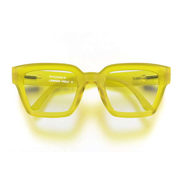 Phoenix reading glasses in rubberised fluorescent transparent yellow