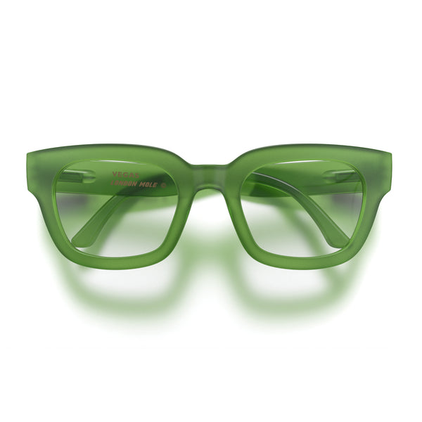 Vegas reading glasses in rubberised transparent green