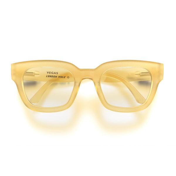 Vegas reading glasses in rubberised transparent honey